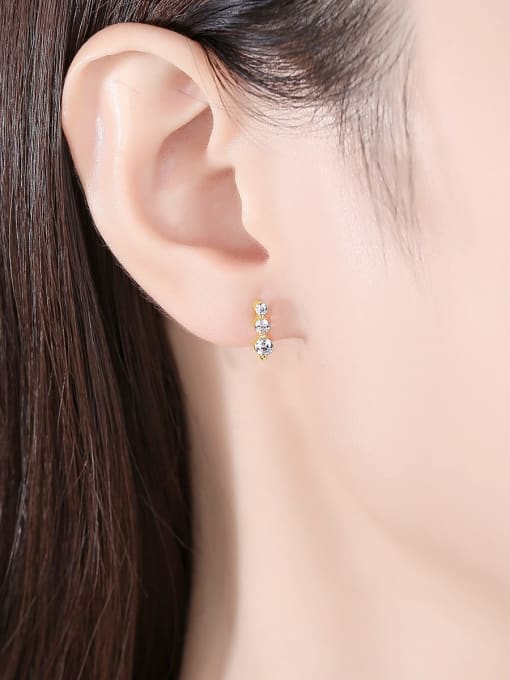 CCUI 925 Sterling Silver Cubic Zirconia Geometric Minimalist Drop Earring 1