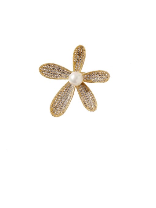 My Model Copper Cubic Zirconia White Flower Dainty Brooches 2