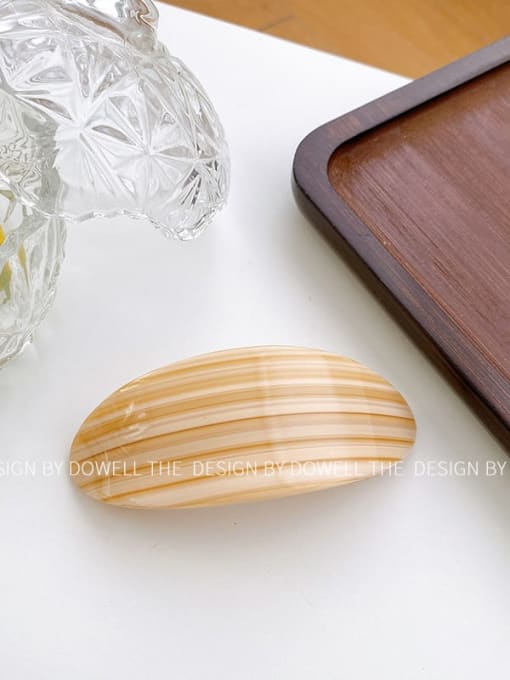 Yellow and white lines 10cm Cellulose Acetate Minimalist Geometric Alloy Hair Barrette