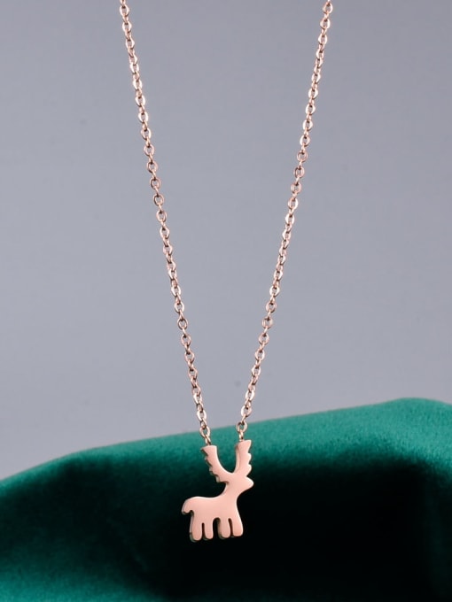 A TEEM Titanium smooth Deer Minimalist Pendant Necklace 2