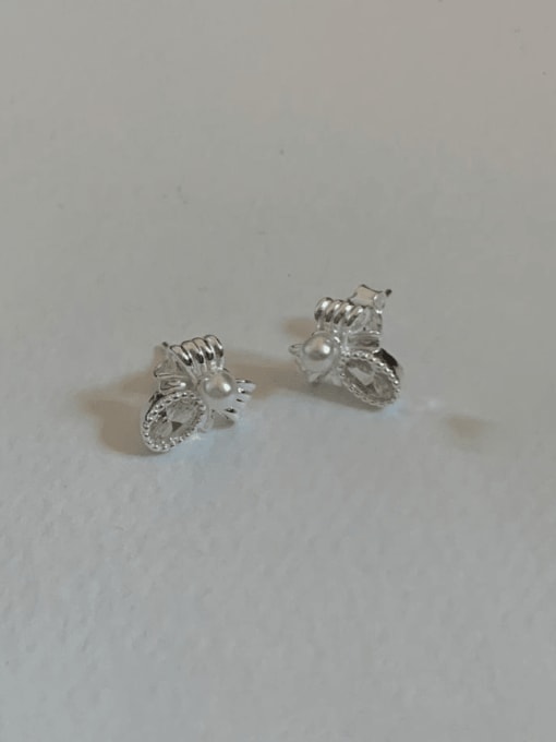 Boomer Cat 925 Sterling Silver Cubic Zirconia Bowknot Vintage Stud Earring 3
