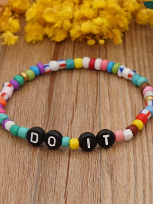 B B190073H Stainless steel MGB Bead Multi Color Letter Bohemia Stretch Bracelet