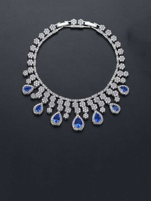 Blue Copper Cubic Zirconia Tassel Luxury Bracelet
