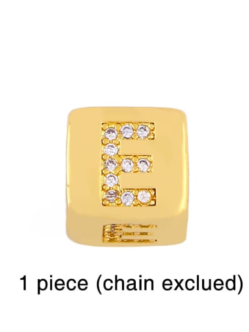 E Brass Cubic Zirconia square Letter Minimalist Adjustable Bracelet
