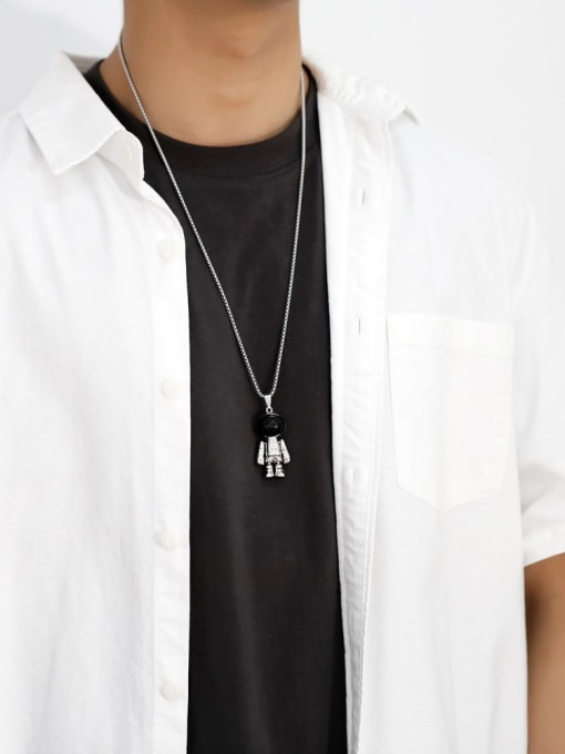 CC Stainless steel Chain Alloy Pendant Boy Hip Hop Long Strand Necklace 1