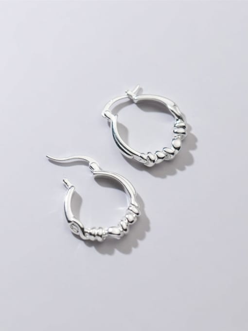 Rosh 925 Sterling Silver Twist Geometric Minimalist Huggie Earring 0