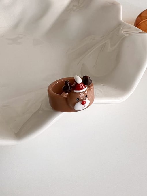 F Elk (brown) Acrylic Multi Color Christmas Seris Cute Band Ring