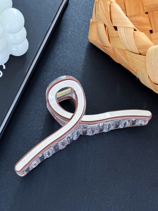 Coffee white shark clip 13cm Cellulose Acetate Trend Geometric Alloy Resin Multi Color Jaw Hair Claw