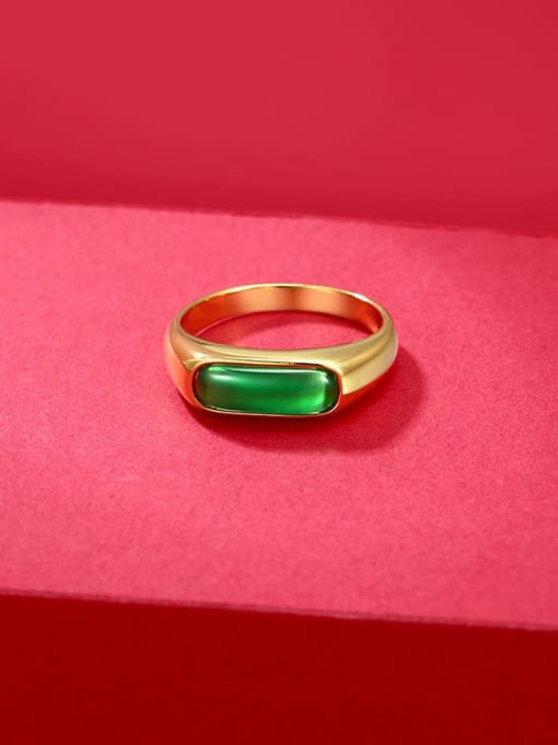 XP Alloy Emerald Green Geoetmric Vintage Band Ring 2