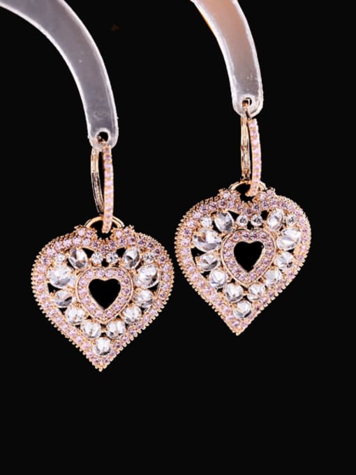 Luxu Brass Cubic Zirconia Heart Luxury Huggie Earring 1