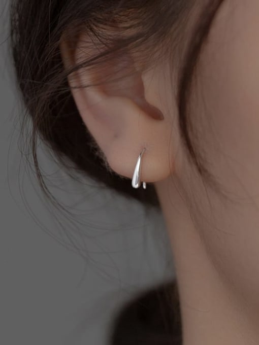 Rosh 925 Sterling Silver Irregular Minimalist Hook Earring 1