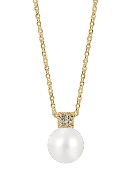 CHARME Brass Imitation Pearl Geometric Minimalist Necklace 3