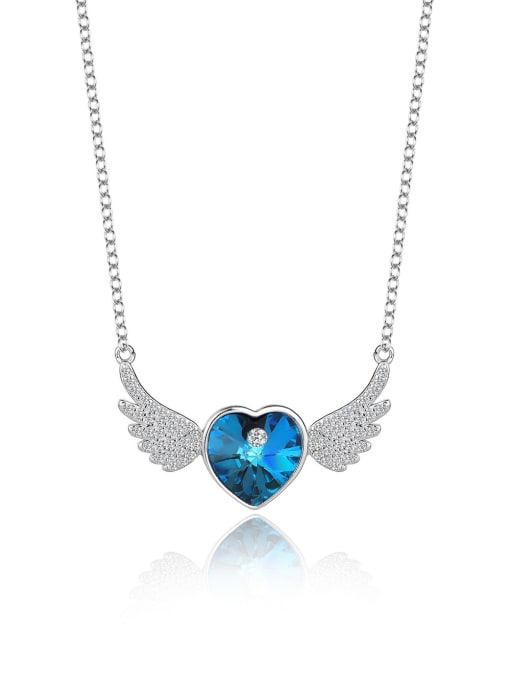 JYXZ 011 (Gradient Blue) 925 Sterling Silver Austrian Crystal Heart Classic Necklace