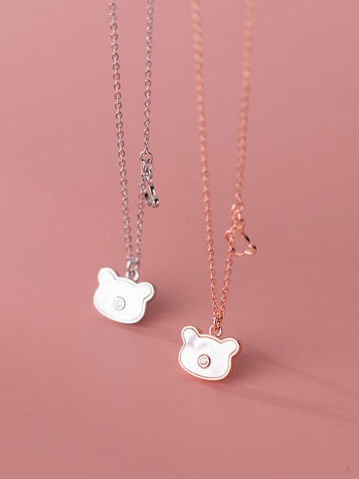 Rosh 925 Sterling Silver Shell Bear Cute Necklace 1