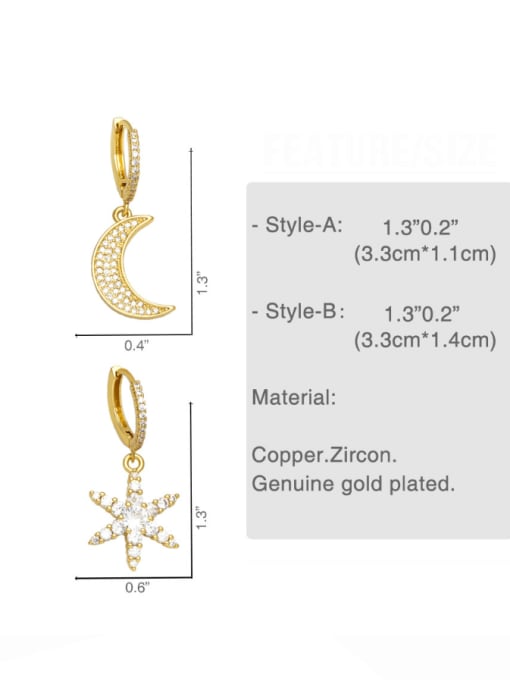 CC Brass Cubic Zirconia  Asymmetrical  Star Trend Huggie Earring 4