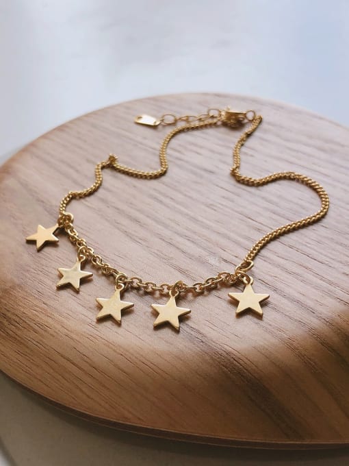 Boomer Cat 925 Sterling Silver Minimalist   Star Anklet 0