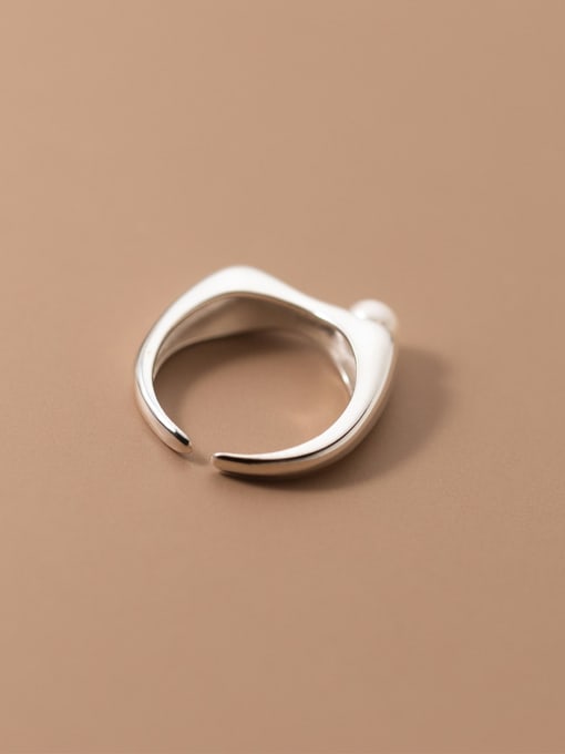 Rosh 925 Sterling Silver Imitation Pearl Geometric Minimalist Band Ring 4