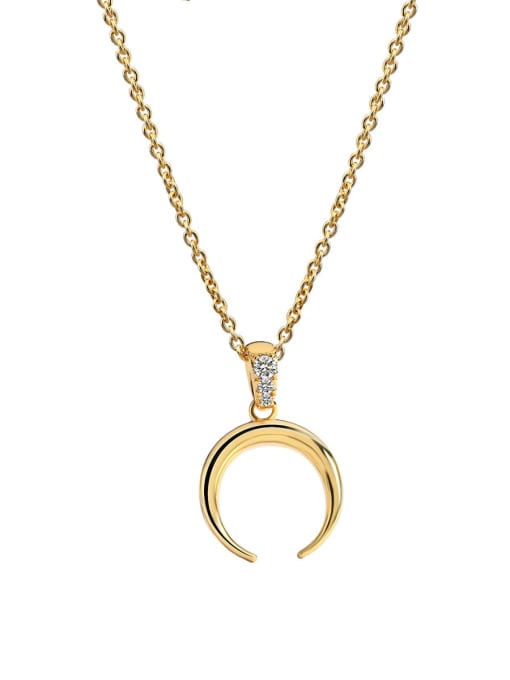 Gold crescent Necklace Brass  Minimalist Moon Pendant Necklace
