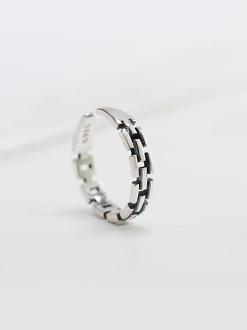 XBOX 925 Sterling Silver Geometric  Chain Vintage Band Ring 2