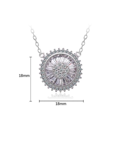 BLING SU Copper Cubic Zirconia Minimalist  Round Pendant Necklace 1
