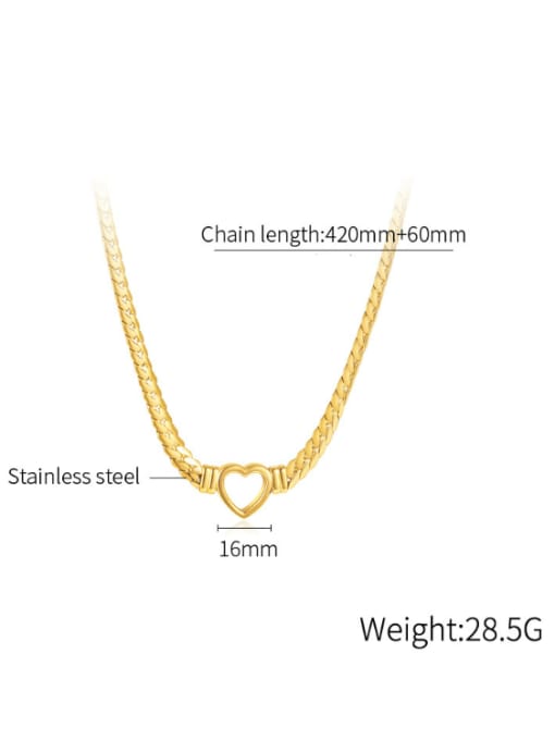 Open Sky Stainless steel Heart Minimalist Snake Bone Chain Necklace 2
