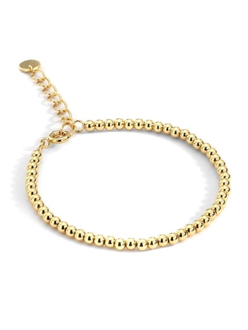 Gold Plated Round Bead Bracelet Brass Bead Round Minimalist Beaded Bracelet