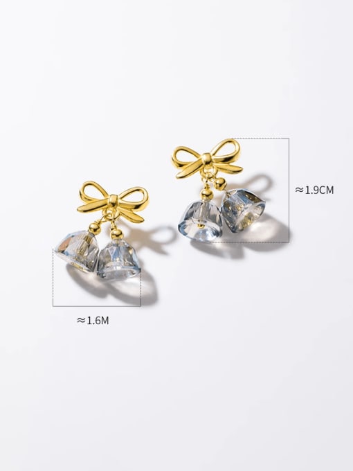 Rosh 925 Sterling Silver Synthetic Crystal Bowknot Bell Cute Drop Earring 2