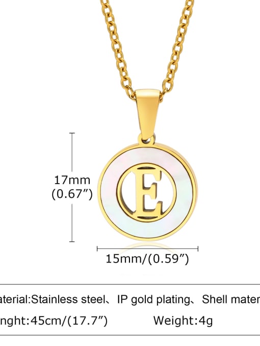 E letter 45CM Stainless steel Shell Letter Minimalist Necklace