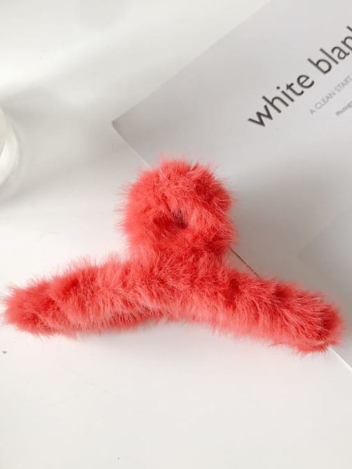 red Alloy Minimalist Plush cross hairpin Jaw Hair Claw