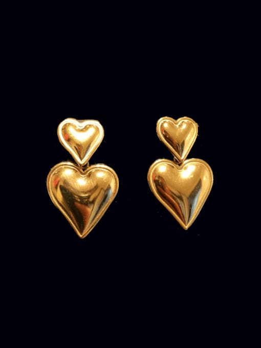 18K gold Titanium Steel Heart Vintage Drop Earring