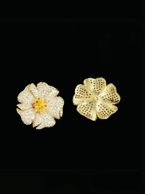 L.WIN Brass Cubic Zirconia Flower Luxury Stud Earring 2