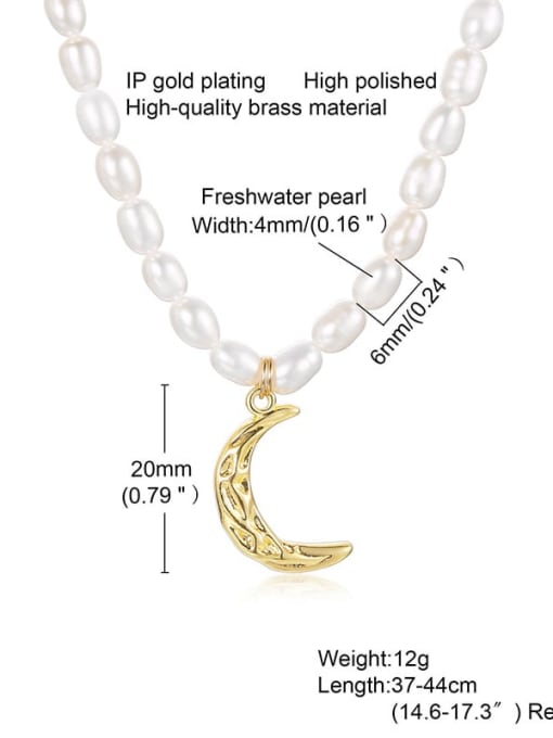 CONG Stainless steel Freshwater Pearl Moon Minimalist Necklace 1