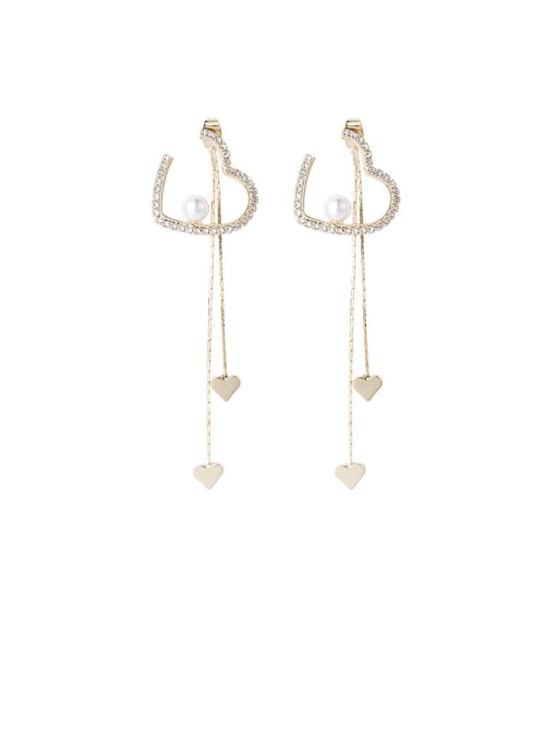 Main plan section Alloy With Imitation Gold Plated Trendy HeartTassel Threader Earrings