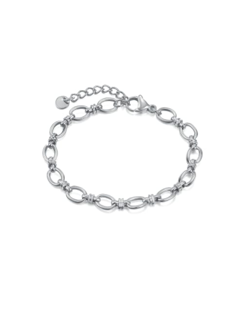 1384 Steel Bracelet Steel Color Titanium Steel Hollow Geometric Chain Minimalist Link Bracelet