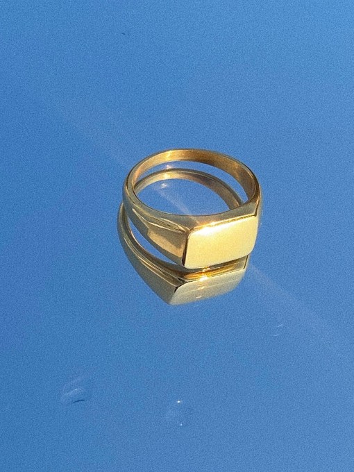 LI MUMU Titanium Steel Geometric Vintage Band Ring 3