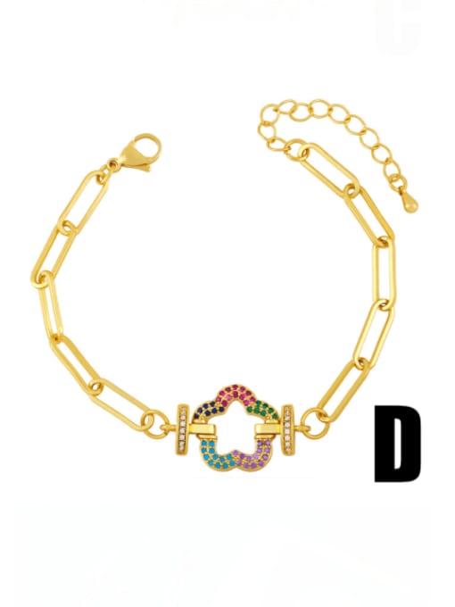 D Brass Cubic Zirconia Heart Vintage Hollow Chain  Bracelet