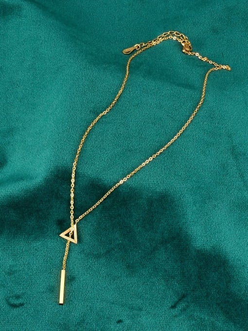 A TEEM Titanium triangle Tassel Minimalist Lariat Necklace 1