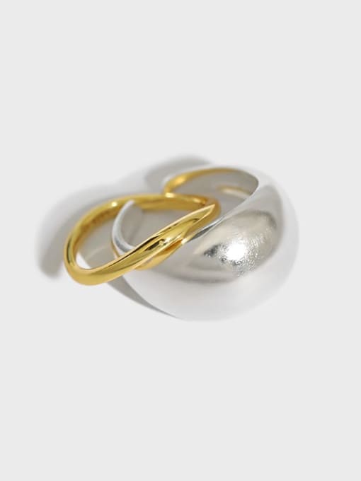DAKA 925 Sterling Silver smooth Irregular Minimalist Band Ring 0