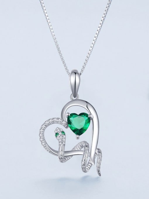 Jare 925 Sterling Silver Cubic Zirconia Heart Minimalist Necklace
