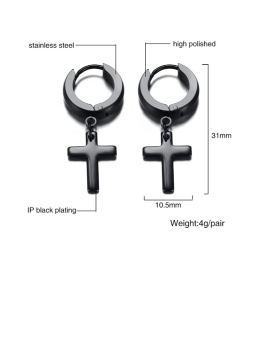 CONG Stainless steel Cross Minimalist Huggie Earring 2