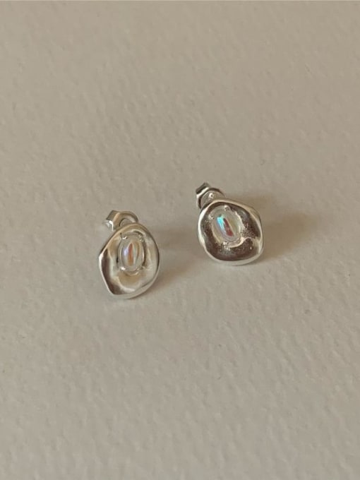 Boomer Cat 925 Sterling Silver Irregular Vintage Stud Earring 1