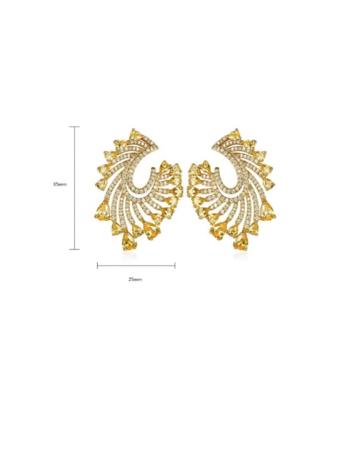 BLING SU Copper Cubic Zirconia Geometric Luxury Stud Earring 2