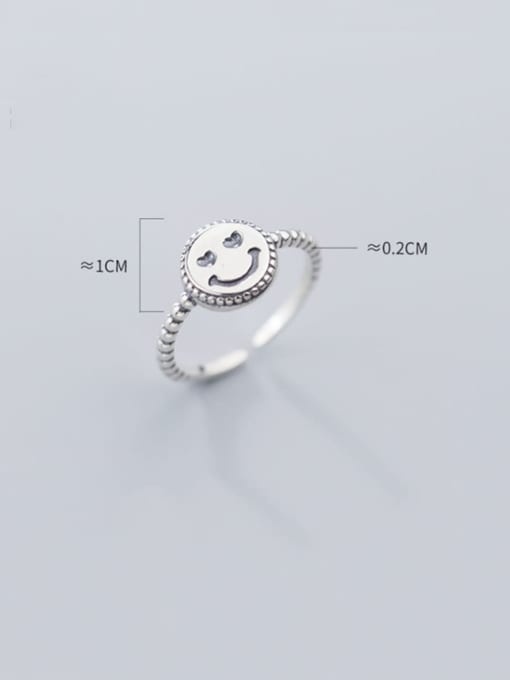 Rosh 925 Sterling Silver Minimalist Smiley Free Size  Ring 3