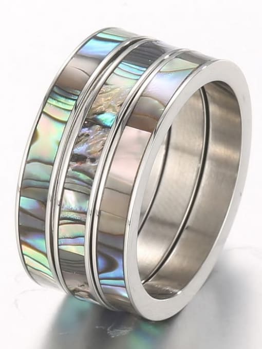 KR105209 K Titanium Steel Shell Geometric Minimalist Band Ring