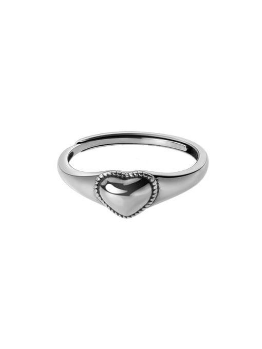 Rosh 925 Sterling Silver Heart Minimalist Band Ring 4