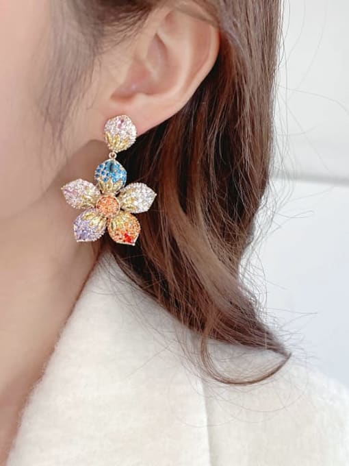 Luxu Brass Cubic Zirconia Flower Luxury Cluster Earring 1