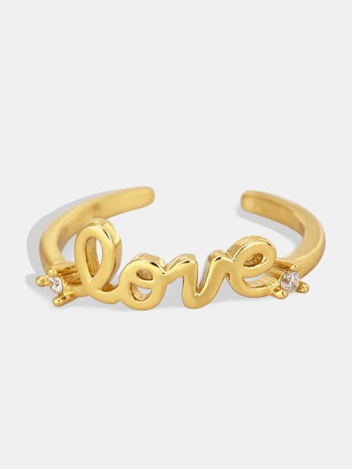 CHARME Brass Letter Minimalist Band Ring 0