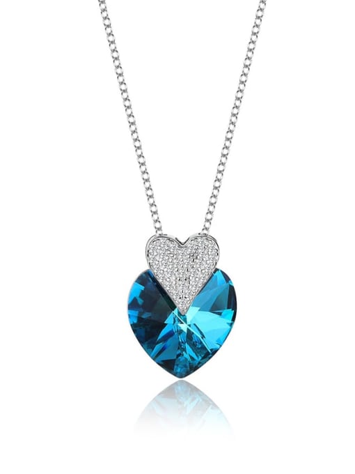 JYXZ 007 (Gradient Blue) 925 Sterling Silver Austrian Crystal Heart Classic Necklace