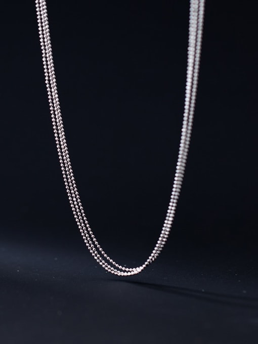 Silver 925 Sterling Silver Round Minimalist Multi Strand Necklace