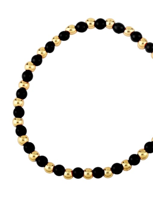 black Brass Round Bead Hip Hop Beaded Bracelet